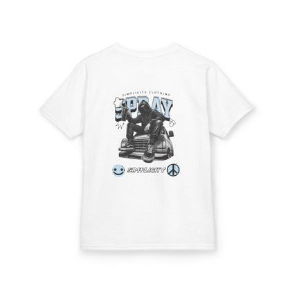 Simplicity Blue Graffiti Kids Tee White