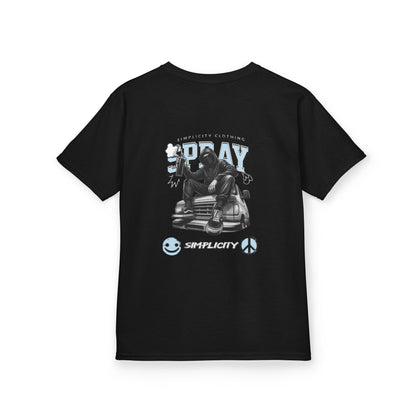 Simplicity Blue Graffiti Kids Tee Black
